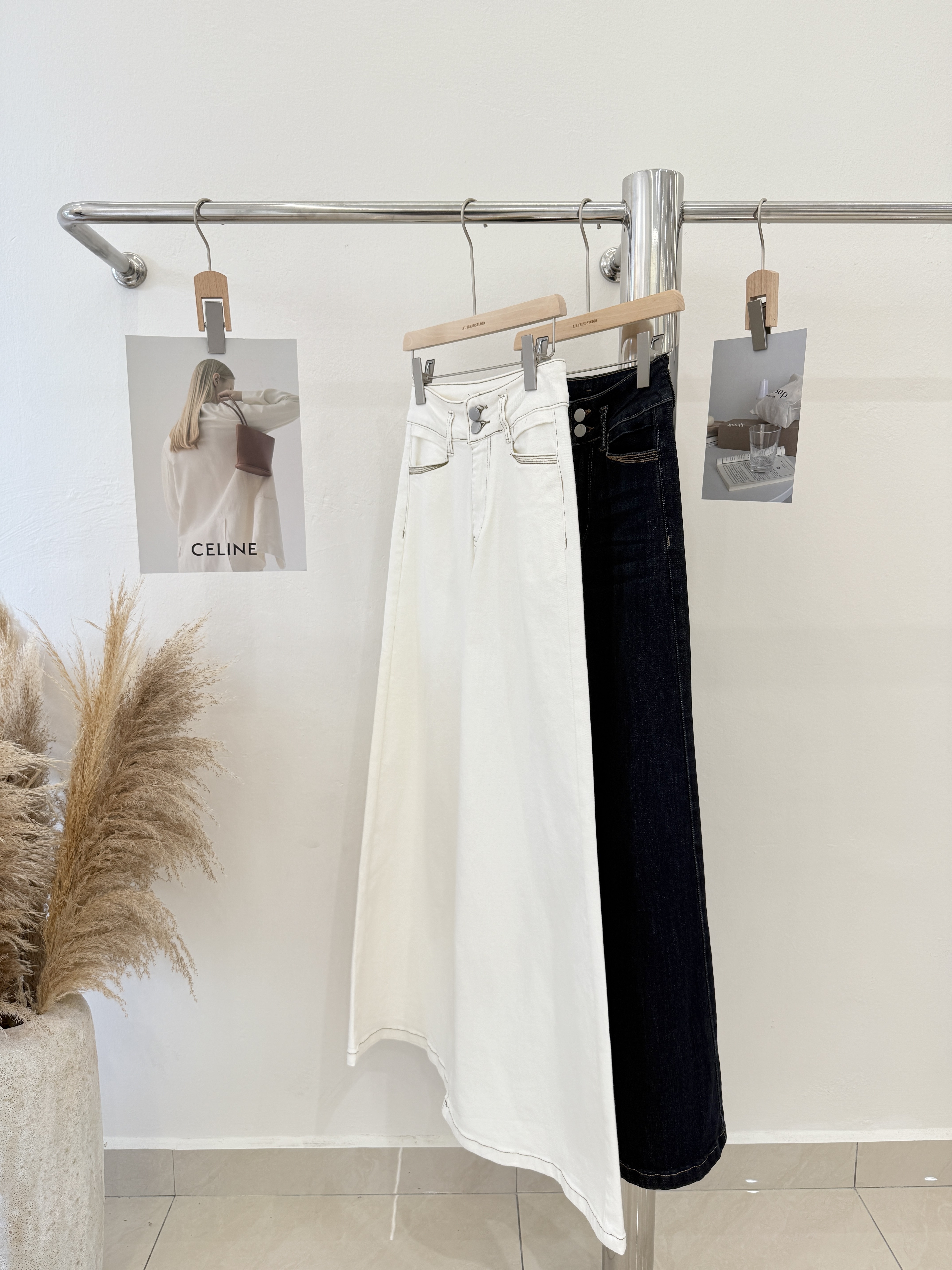 7066 爆款显瘦高腰微喇叭长裤