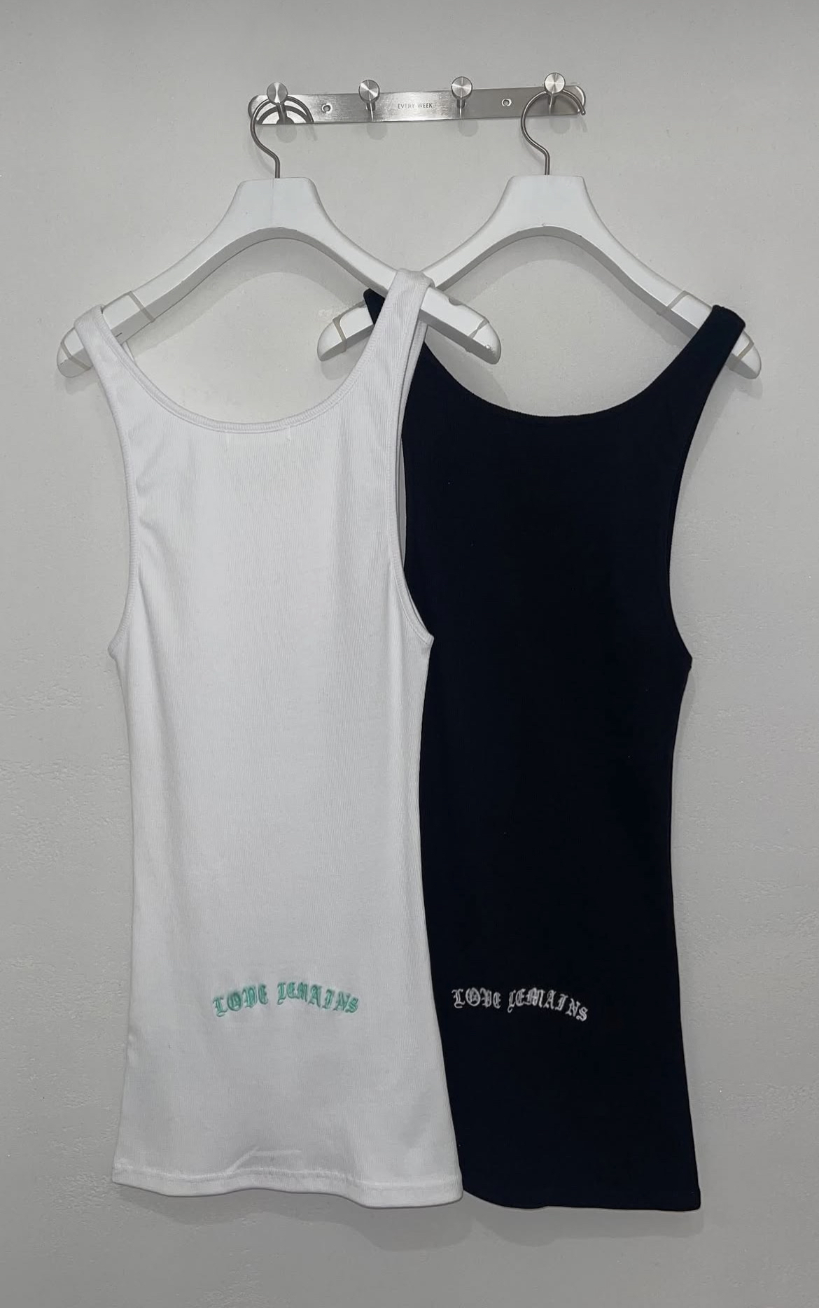 Gothic Lettering Ribbed Tank Dress