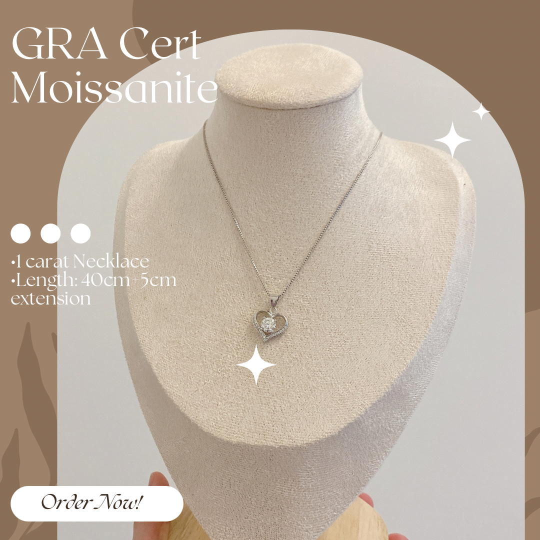 Moissanite Heart Pendant Necklace in Silver 925 - Jewelry Shop Now