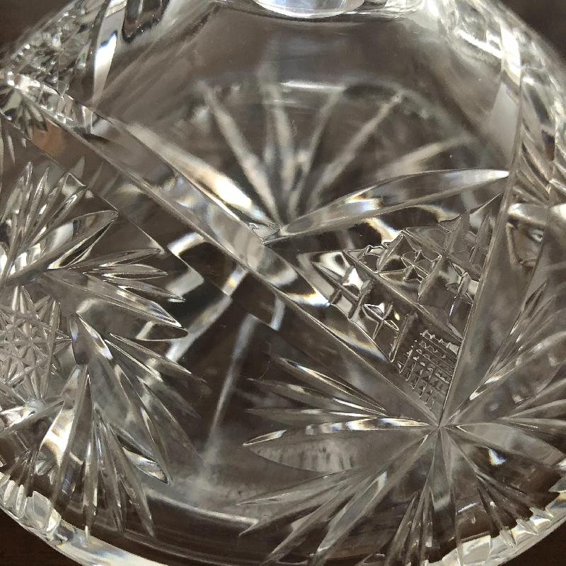 Vintage Midcentury C.a. 1960s Hand-Wheeled Pattern Vanity Crystal Perfume Bottle (MT570)