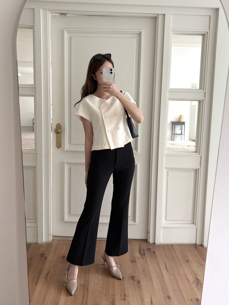 Chloe Double-Breasted Blouse (Ivory)