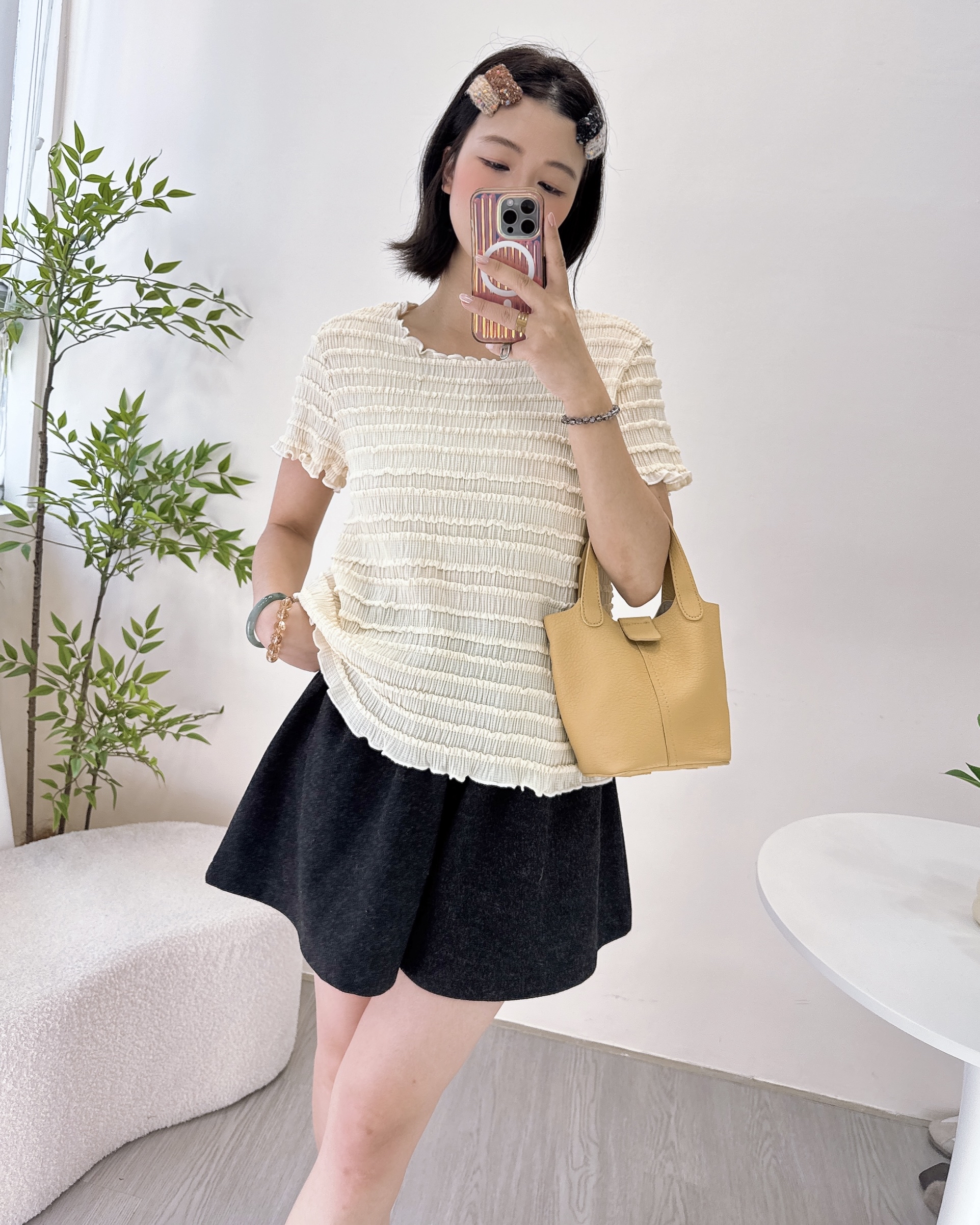 超彈性3D格紋小清新上衣 4色