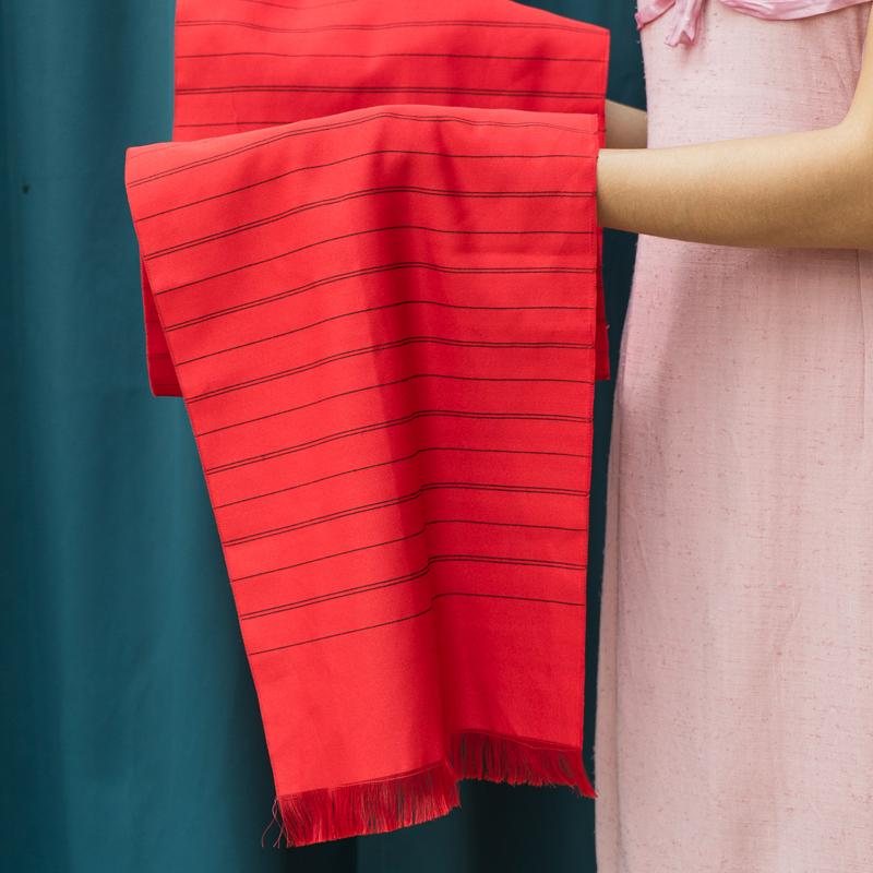 Vintage Red and Black Striped Pattern with Tassel Unisex Long Scarf/Neck Scarf/Head Scarf from Germany(NA0801)