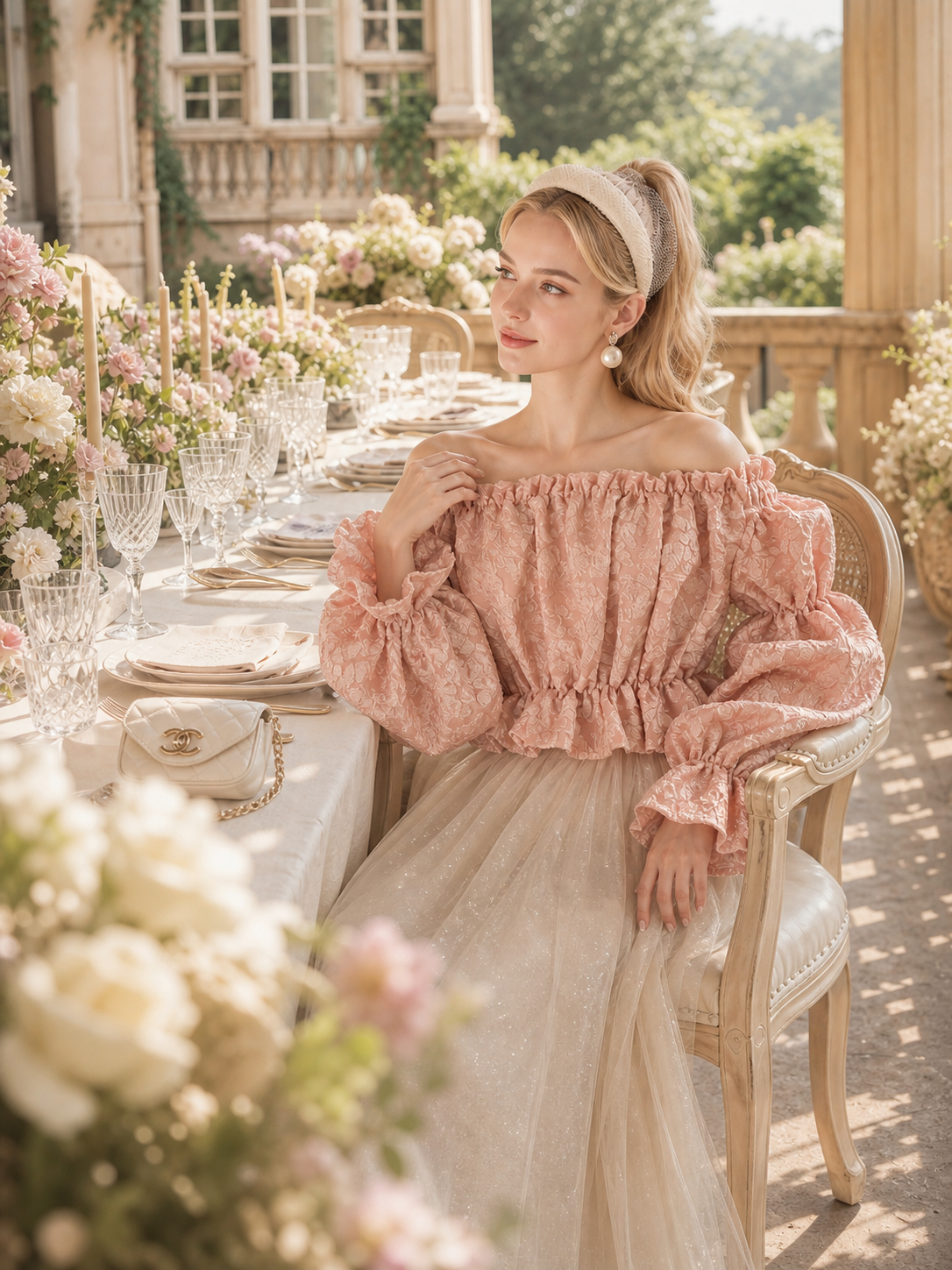維多利亞粉紅玫瑰盛放泡泡袖公主禮服 Victorian Rose Petal Ballad Gown 