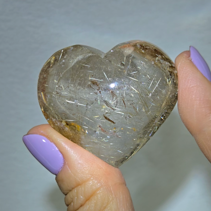 Golden fireworks rutilated quartz heart - RT715
