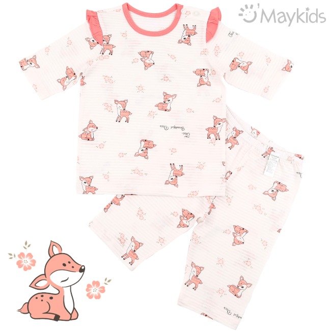 Maykids 7分袖家居服 (花㚏斑比)