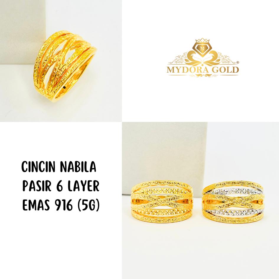 MYDORA Cincin Nabila Pasir 6 Layer (5G) l EMAS 916/22K
