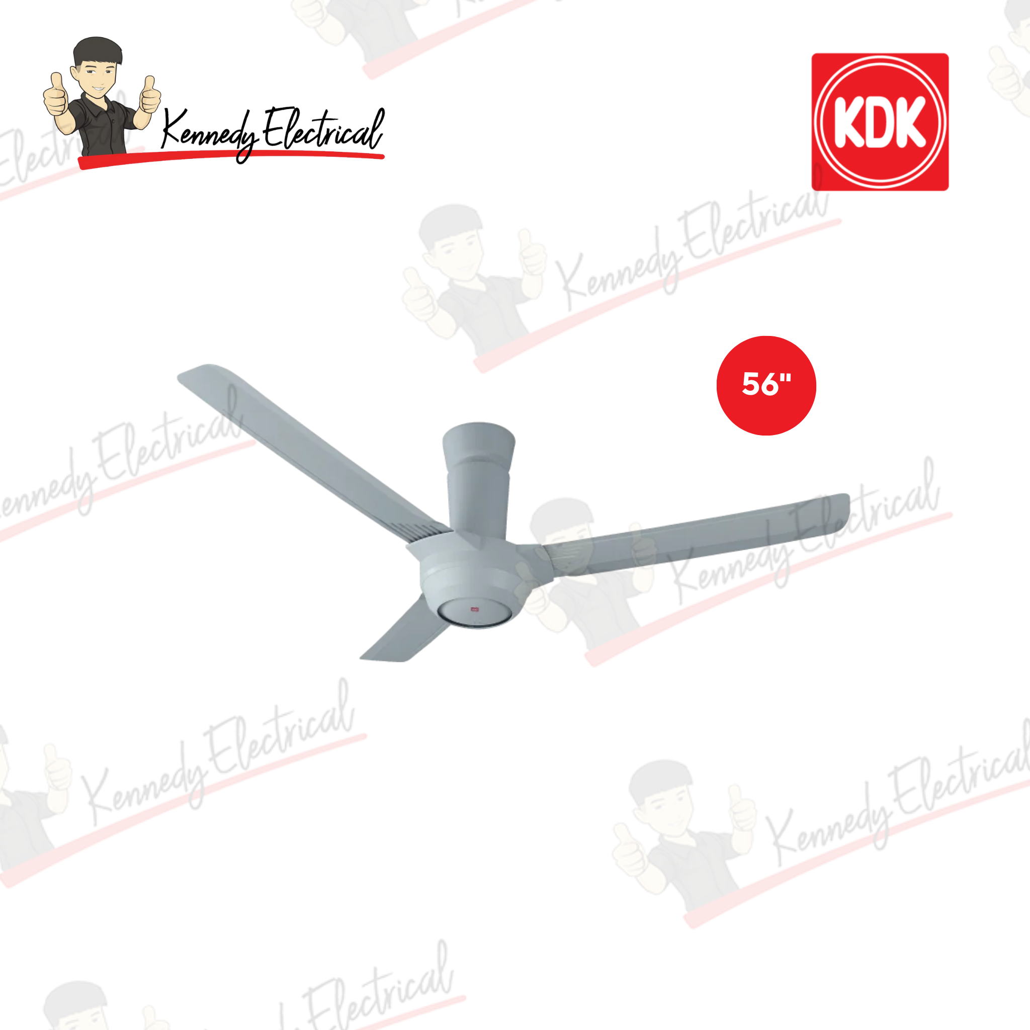 KDK 56" 3-Blade Remote Ceiling Fan K14KF-GY (Grey - Short Pipe)