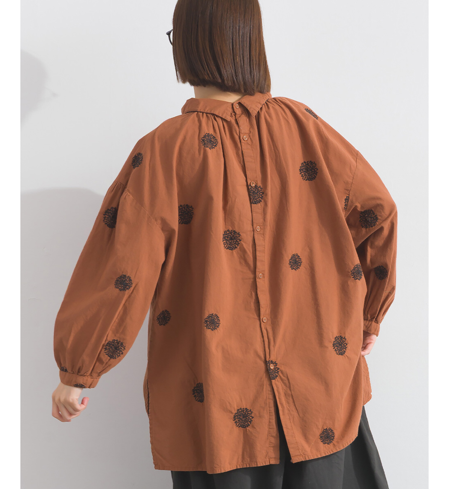 LP - 蒲公英褶皺棉襯衫 (焦糖色)