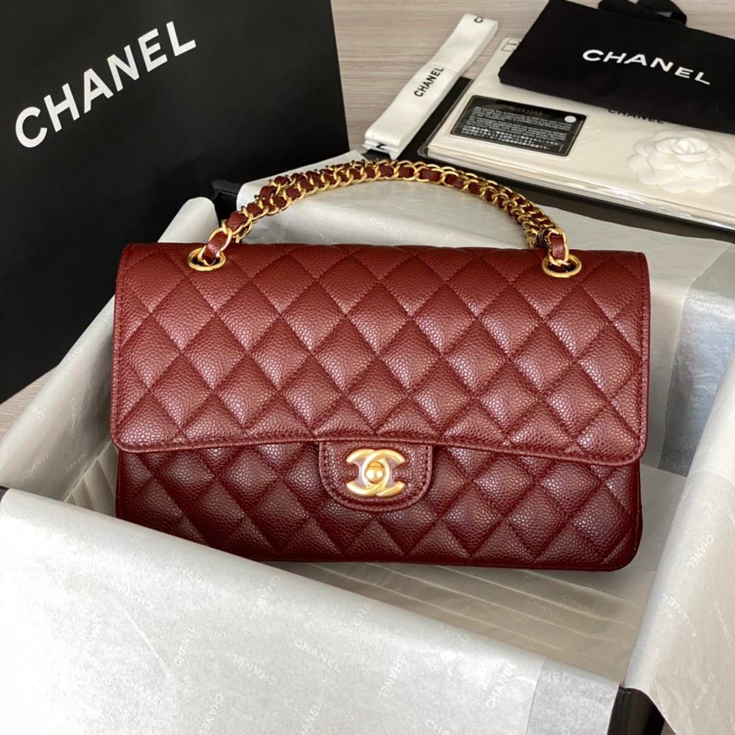 CF枣红金25cm❤️‍🩹 我们家的货出来就是风靡全网 独家正品原厂皮渠道货、荔枝纹银扣出货啦！ 独家渠道货，真正的进口原厂货，正品工艺品质，我们确保所有材料，五金，车线，油边都达到正品百分百的原厂渠道材料，连味道都能一样‼️🔥