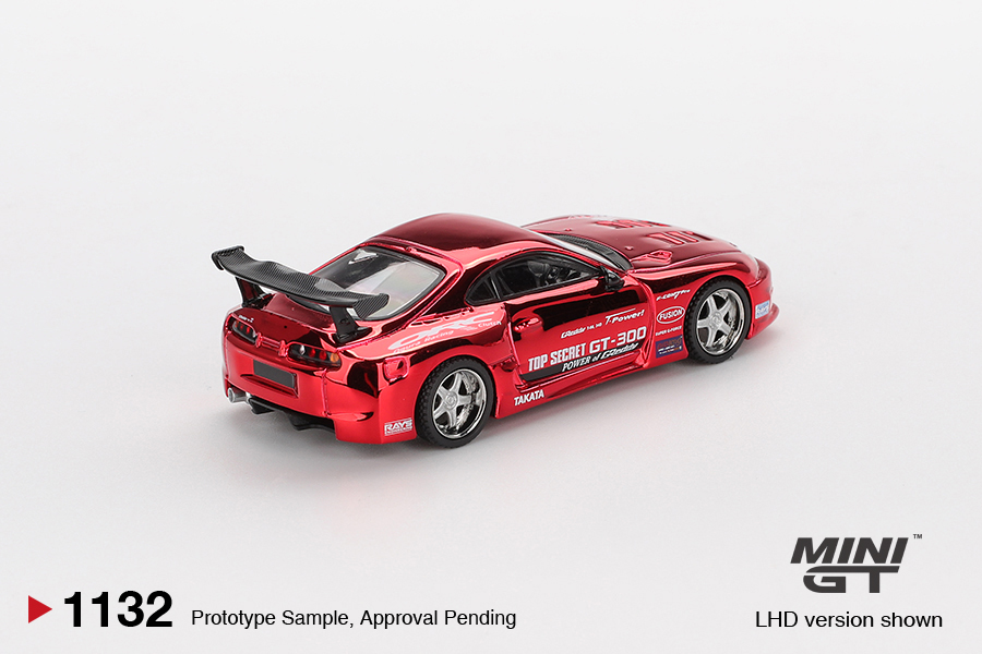 Mini GT 1/64 Toyota Supra (A80) Top Secret GT-300 Top Secret Red Chrome - MGT01132-BL