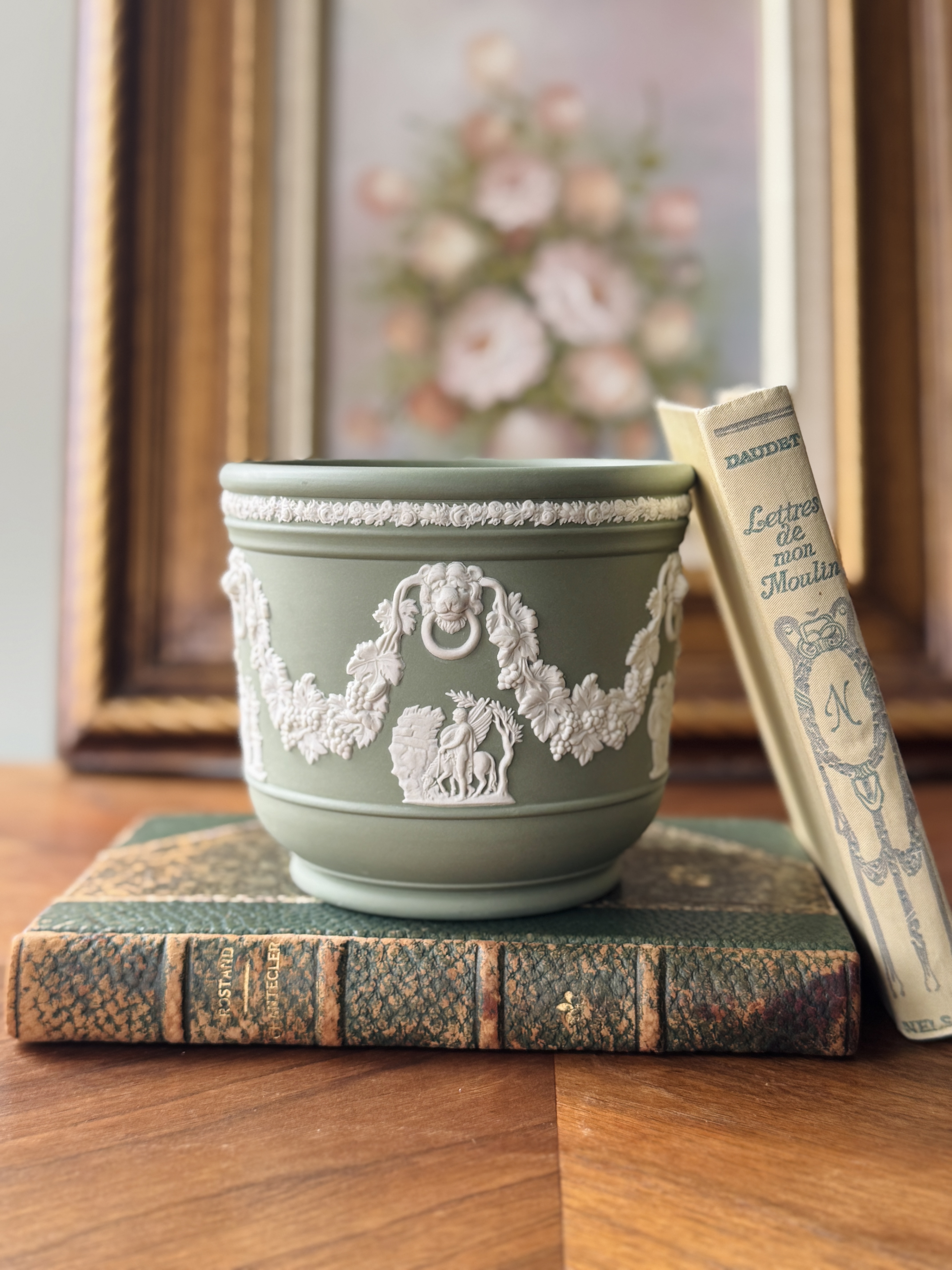 Vintage Wedgwood Green Jasper Large Vase Pot (MT2457)