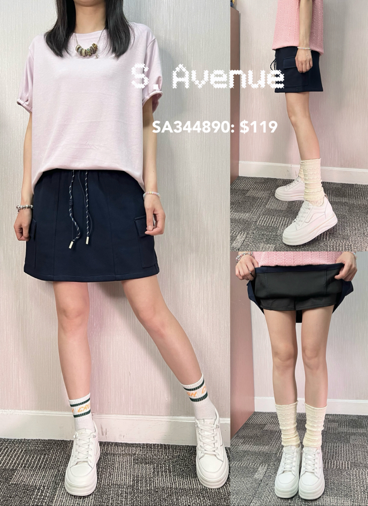 SA344890: 橡筋腰側有方袋短裙