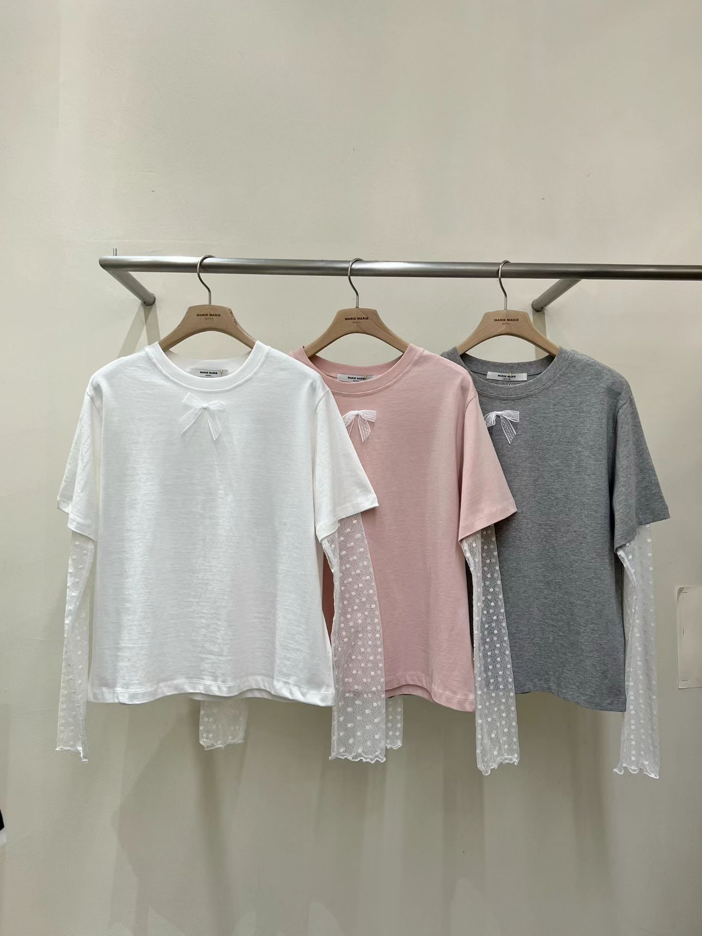 Marie 假2 件拼lace 袖Top