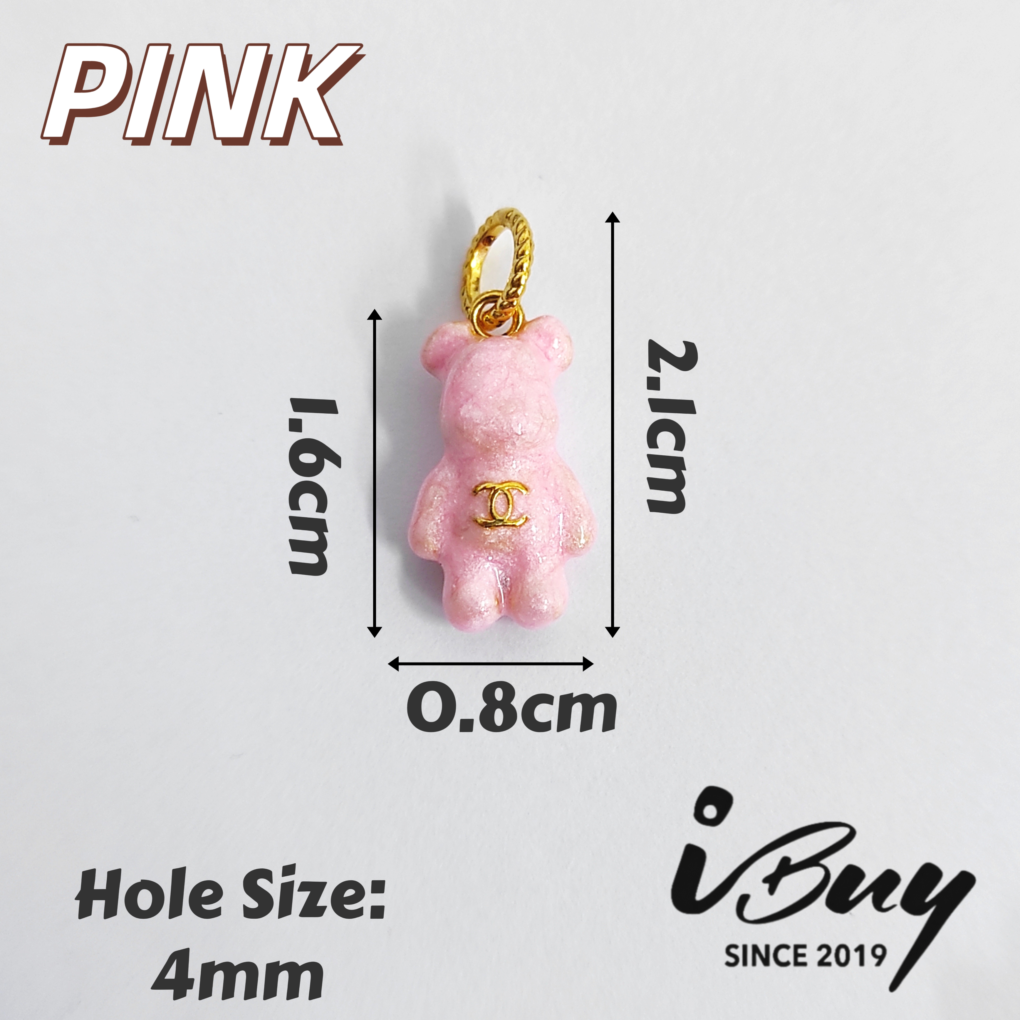 916 HARD GOLD C C BEAR CHARM BEAD 916硬金 双C熊串咀