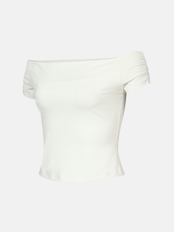 美感Off Shoulder Top 預購_Shirred Off-shoulder Short Sleeve by Grandeline