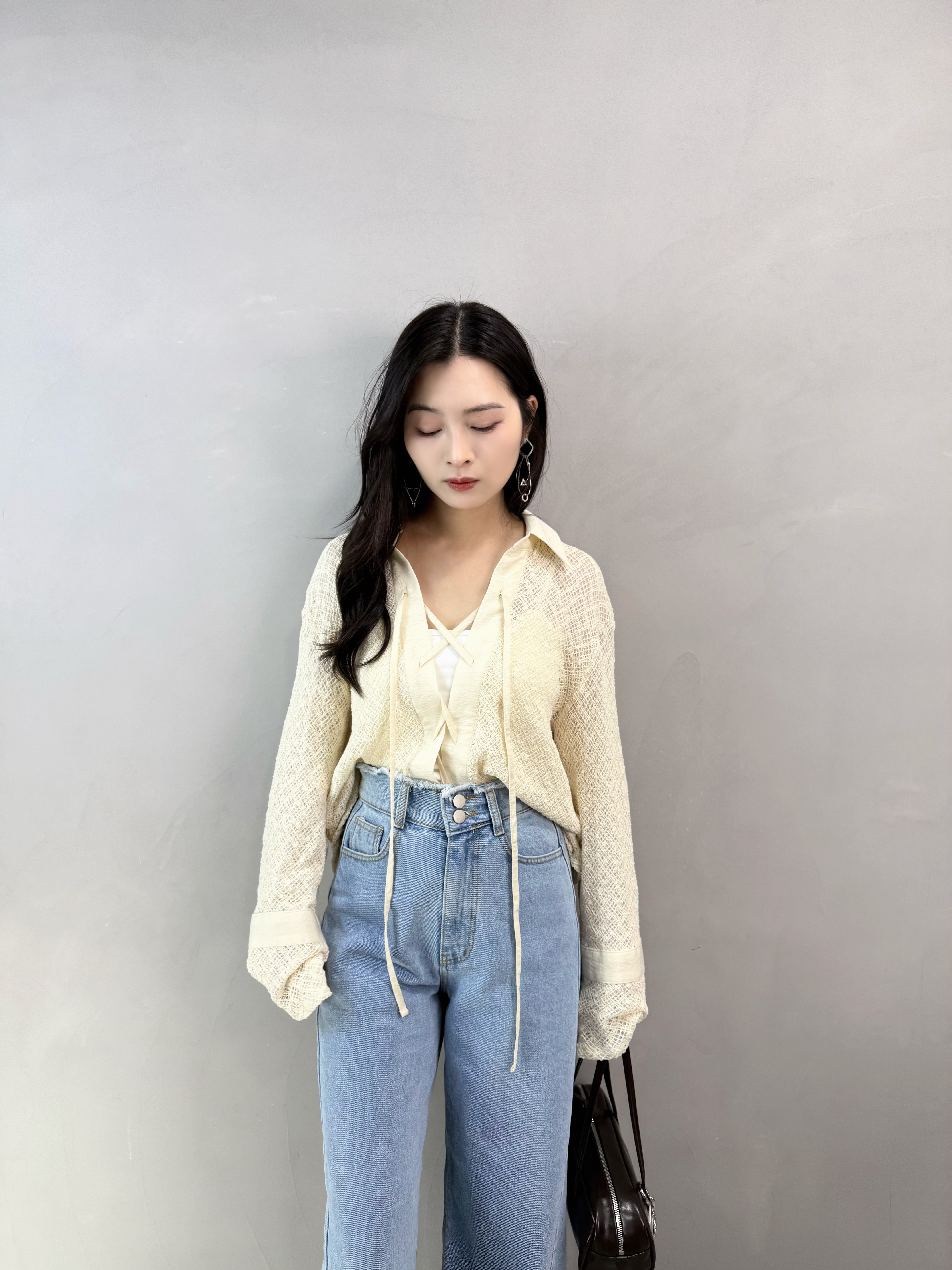 K87 兩著綁帶通花Top