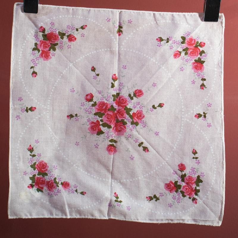 Vintage Double Fish Made in China 雙魚牌 Floral Pattern Handkerchief Set of 2(EV387)
