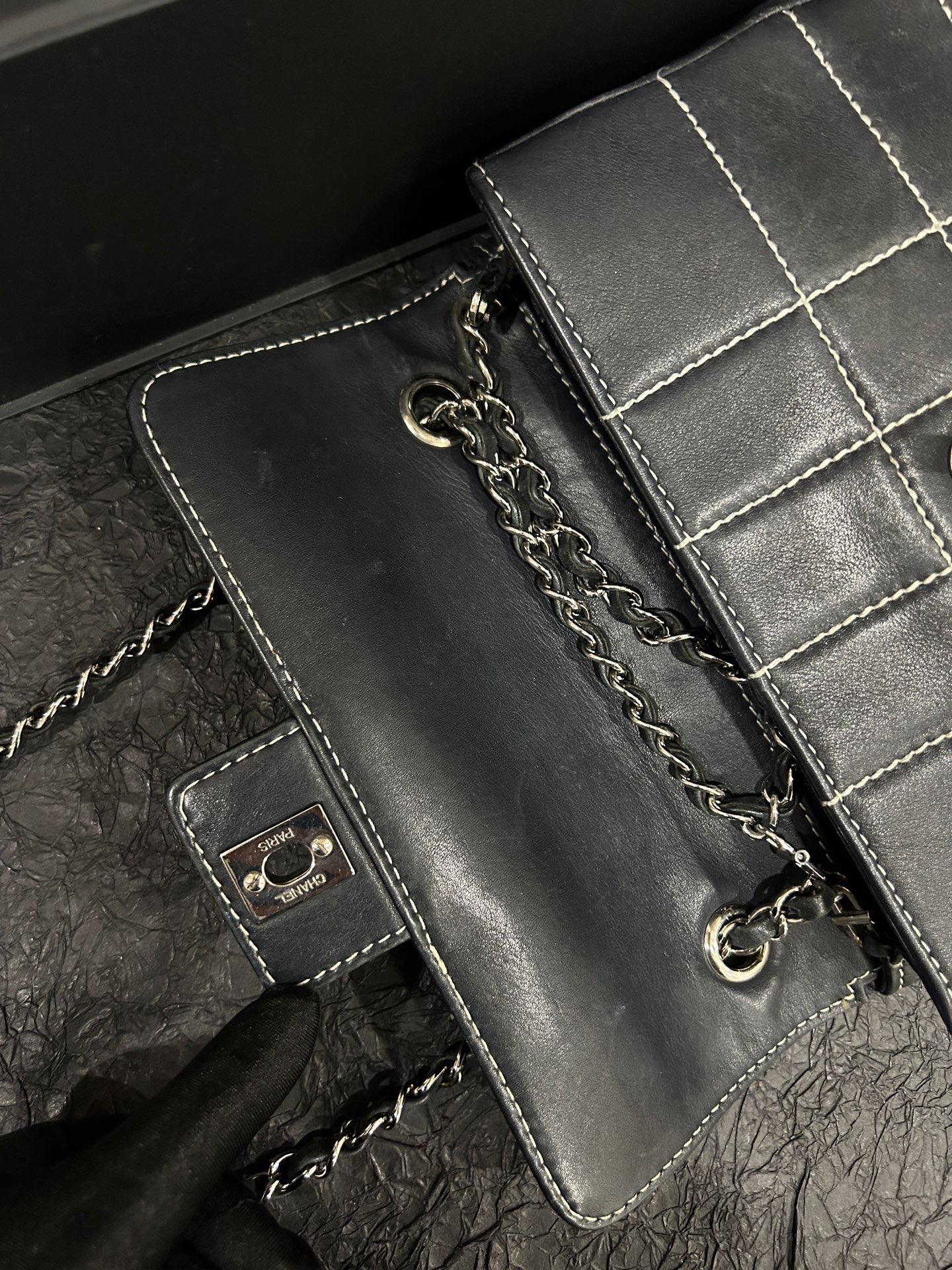 【預訂貨品】Chanel黑白格外縫線牛皮CF 