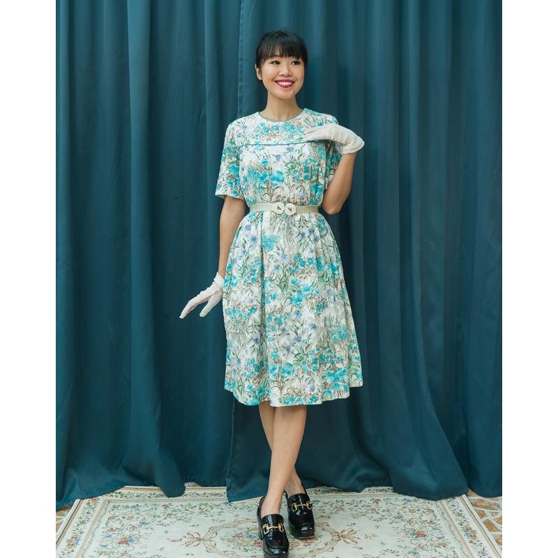 Vintage Japanese Floral Pattern Tunic Summer Dress(MT1541-23)