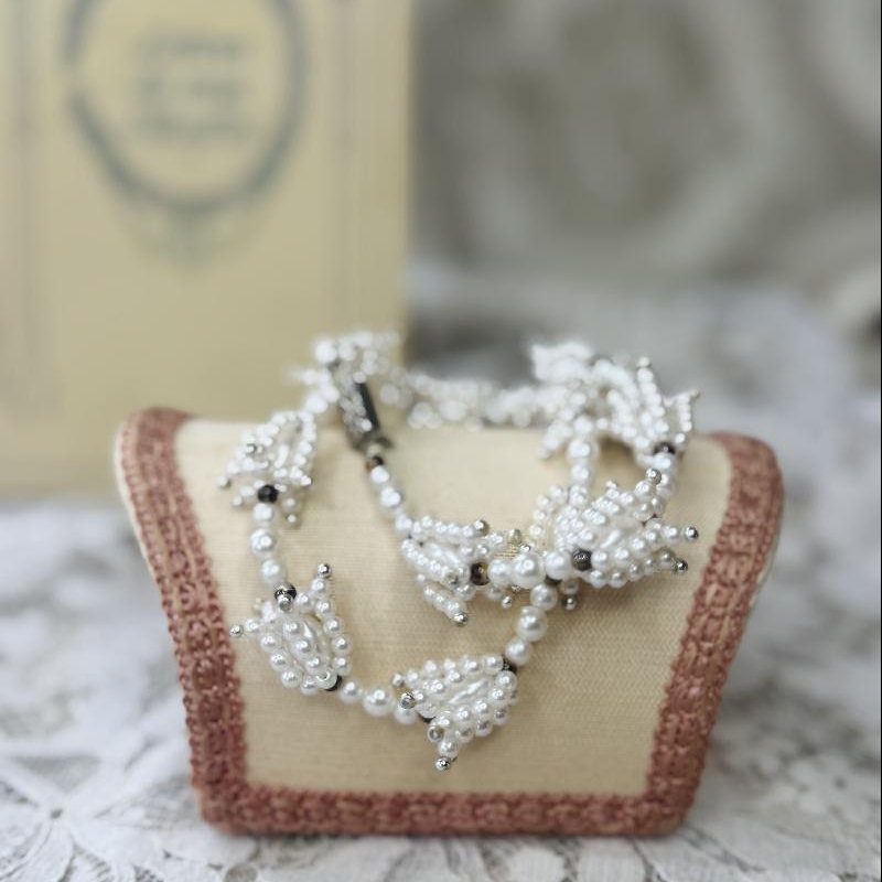 Rare! Vintage Faux Pearl Lily of the Valley Necklace(MT2470)