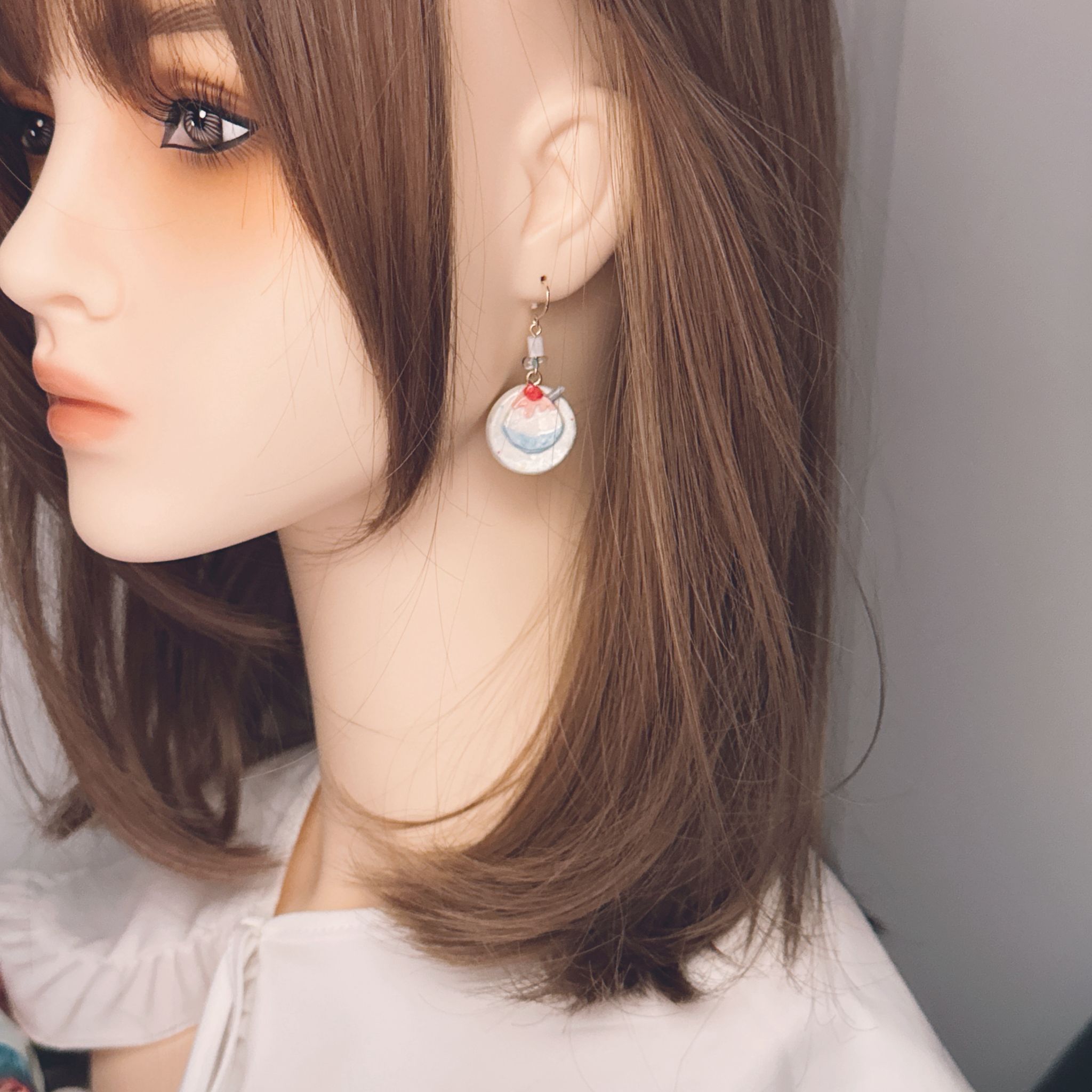 手繪 和風夏日祭 刨冰耳環