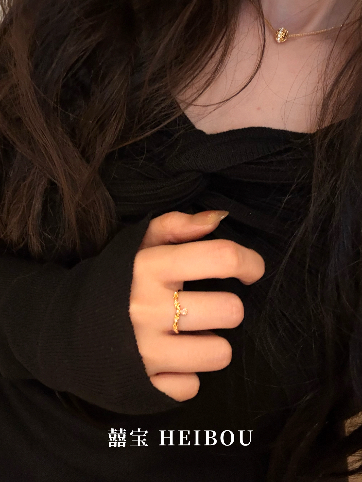 【6D镶嵌】花枝粉水滴-戒指