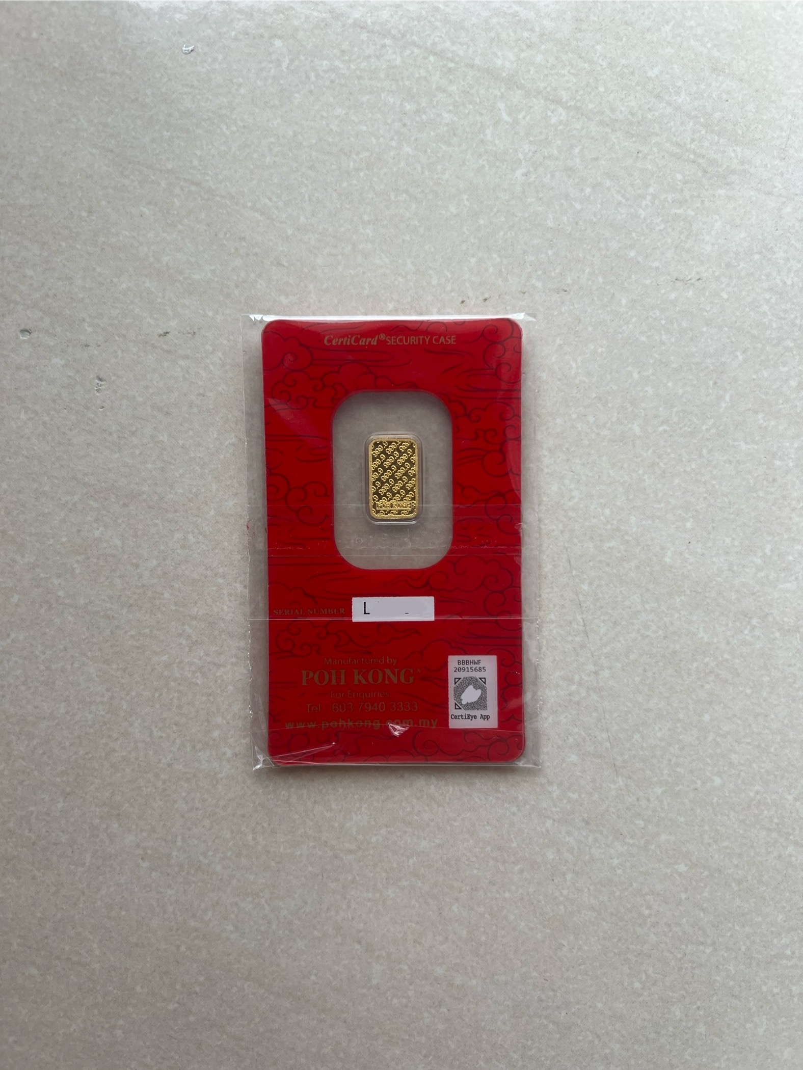 Poh Kong 2024 Dragon 1g Gold Bar Emas 999.9 with Box & Receipt