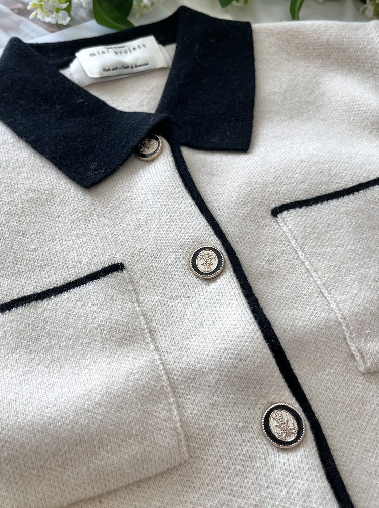 Elise Dual-Tone Cardigan (Cream)