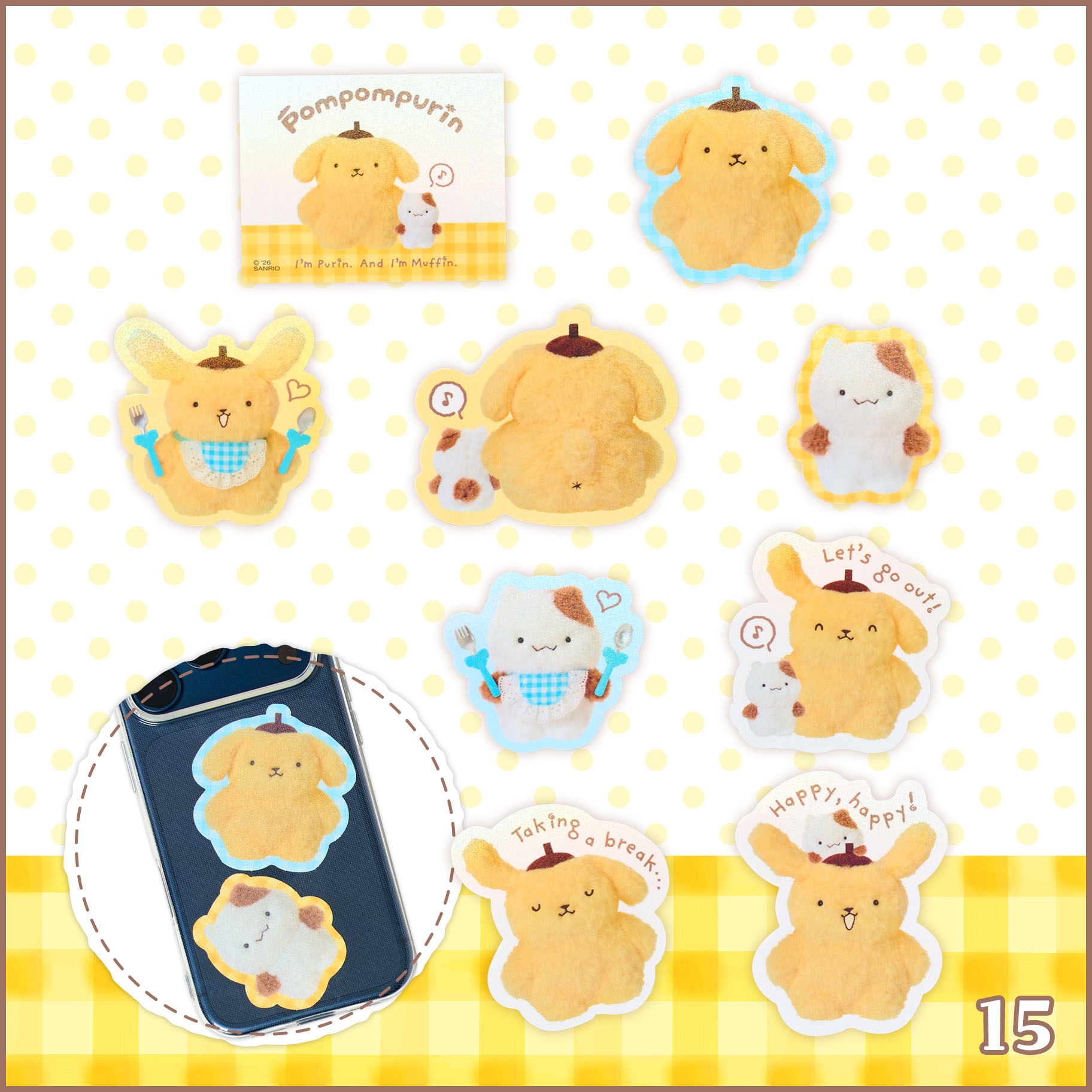 🌸 【預訂】PomPomPurin 30th At the time Series -No.15-Sticker Set