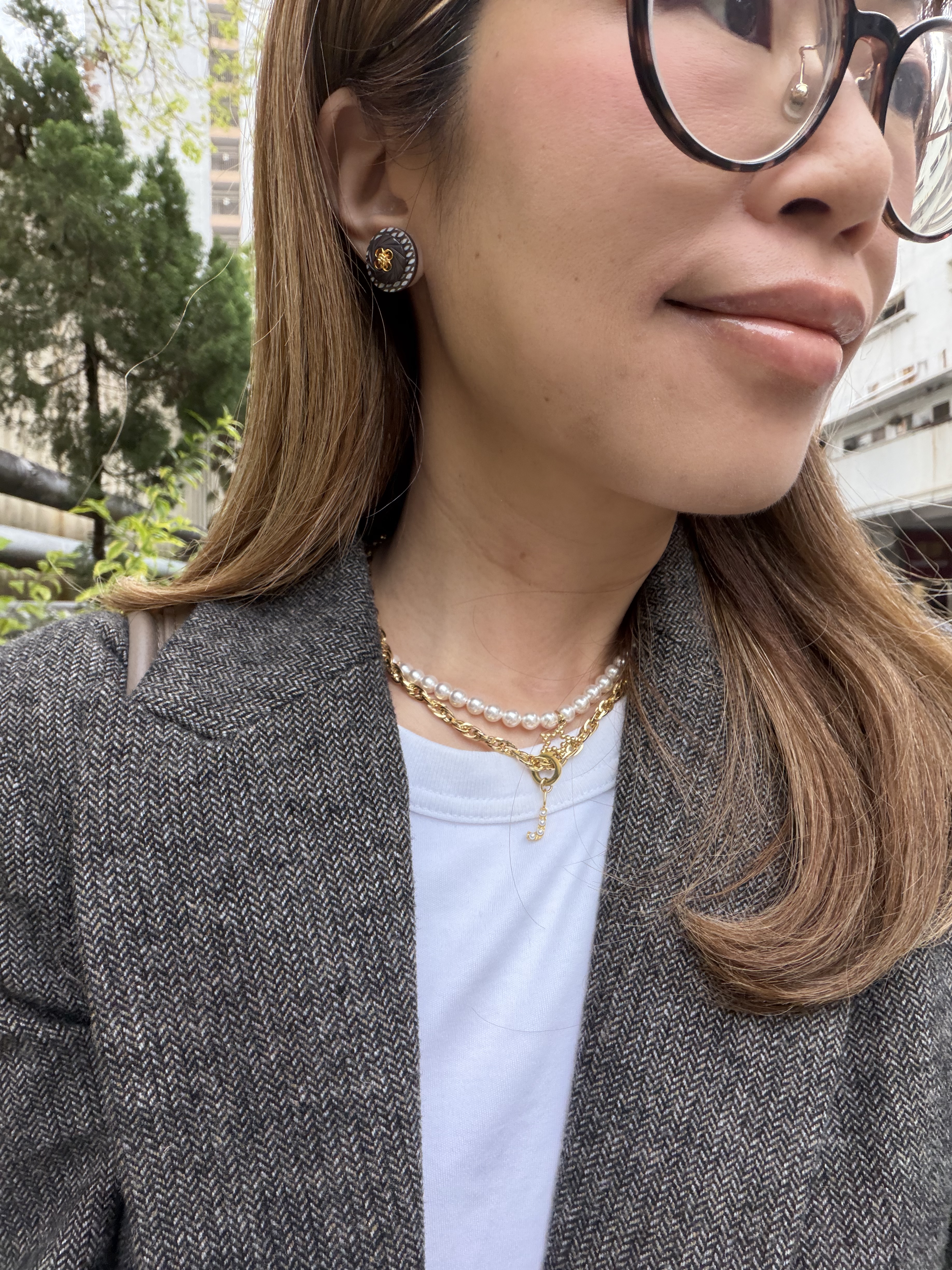 英國Metallic貝殼壓花立體耳環/Metallic Brown