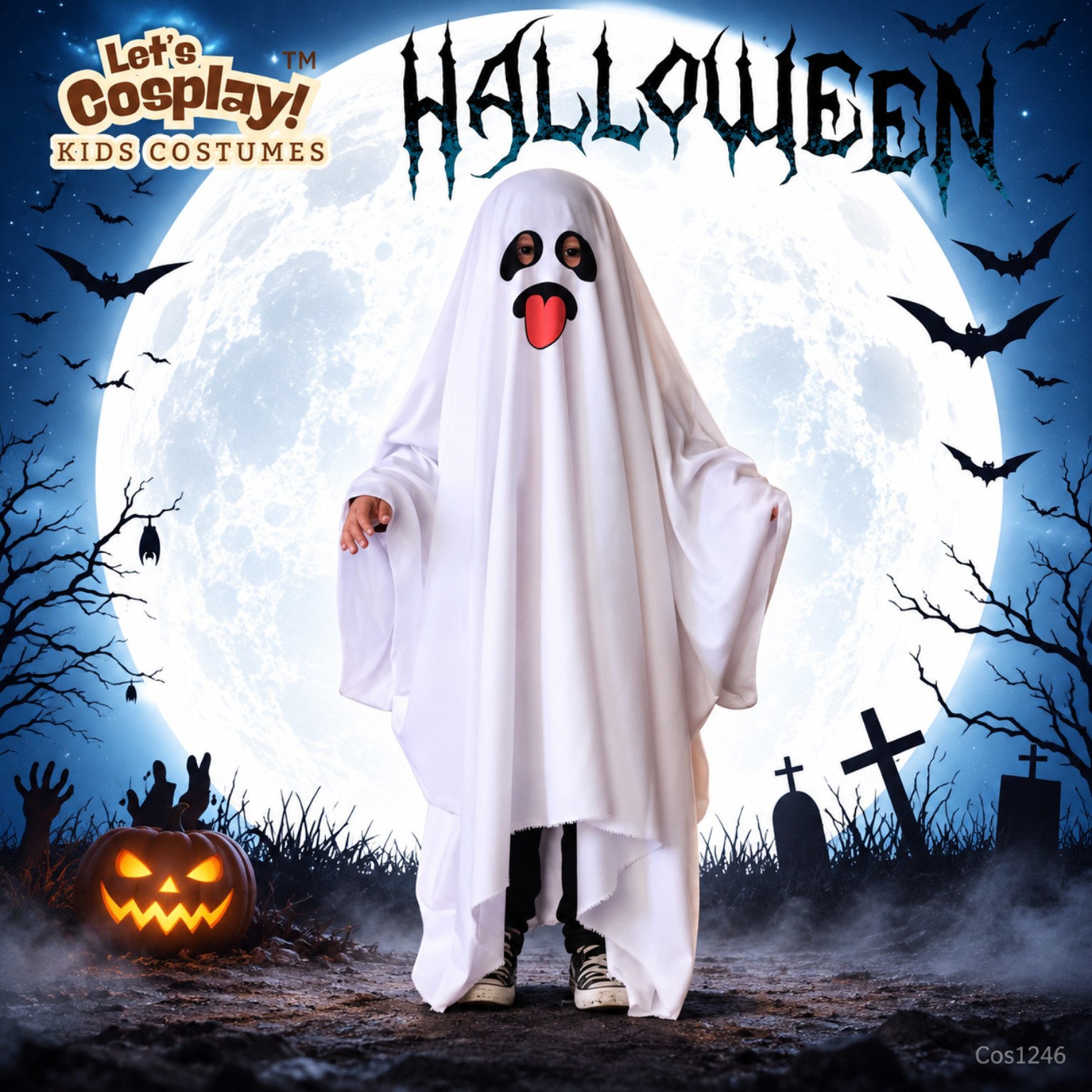 萬聖節白色鬼魂服裝｜兒童成人親子 Halloween Ghost Costume｜香港現貨 Cos1246