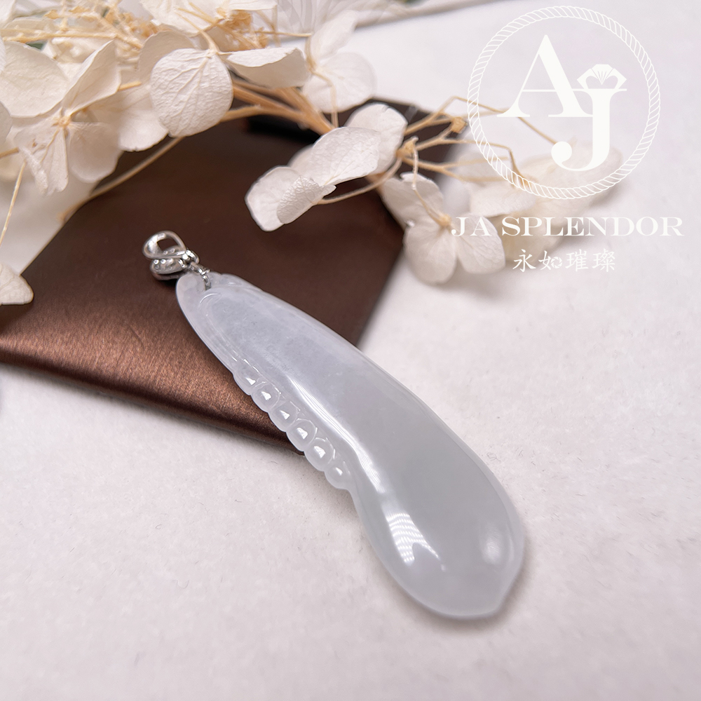 JNS-313 天然翡翠A玉 白冰萬壽果/福瓜吊墜