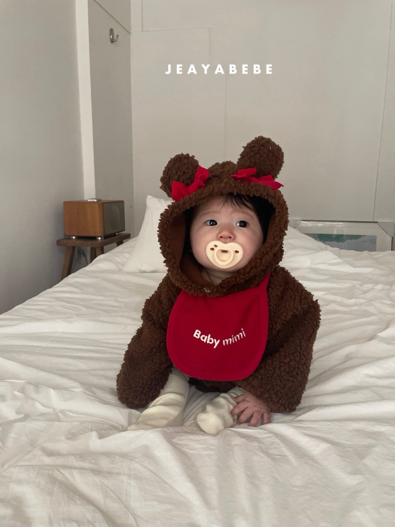 Jeayabebe | Bear brown set (連身+口水巾)