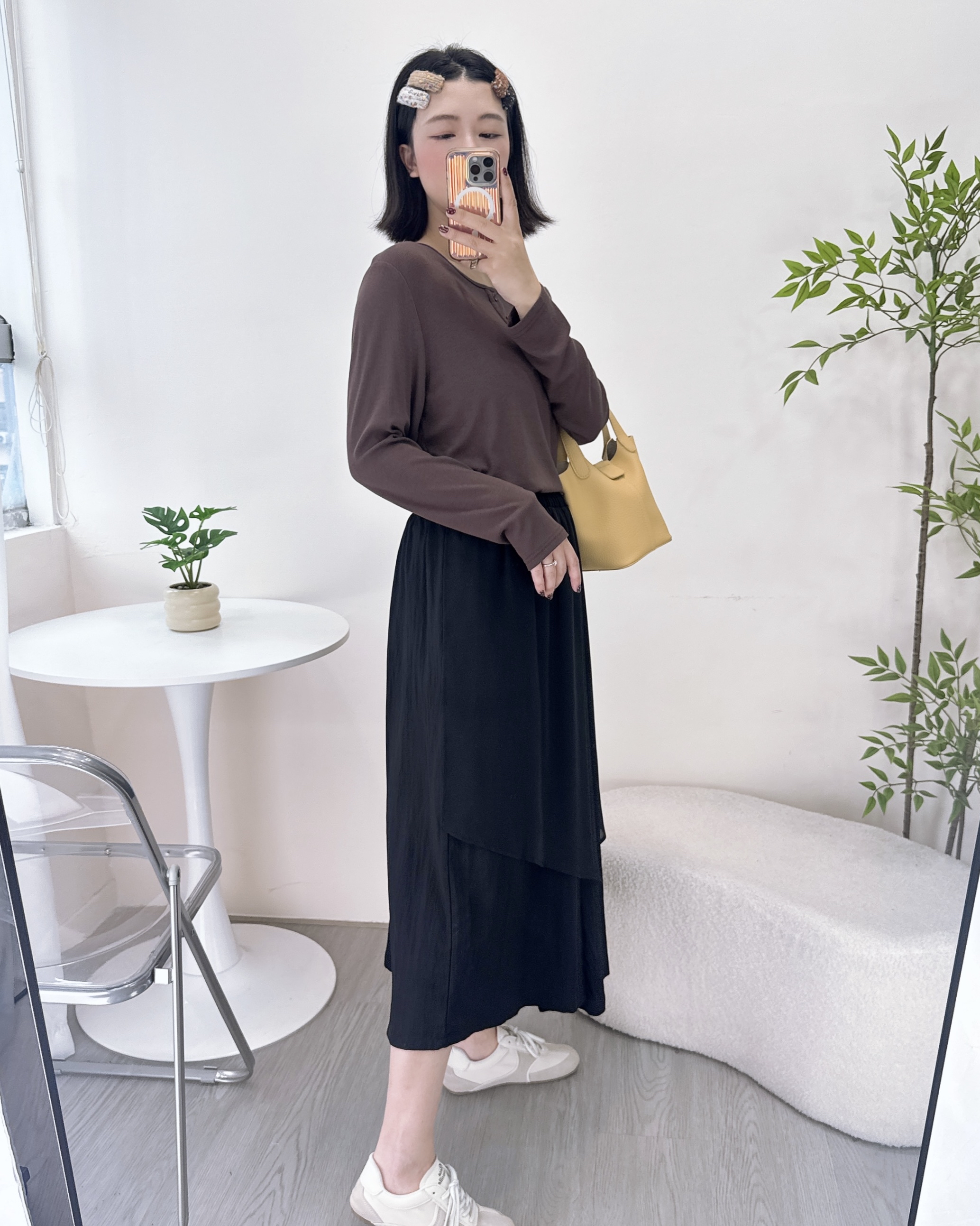 舒服薄身拼雪紡裙褲 3色