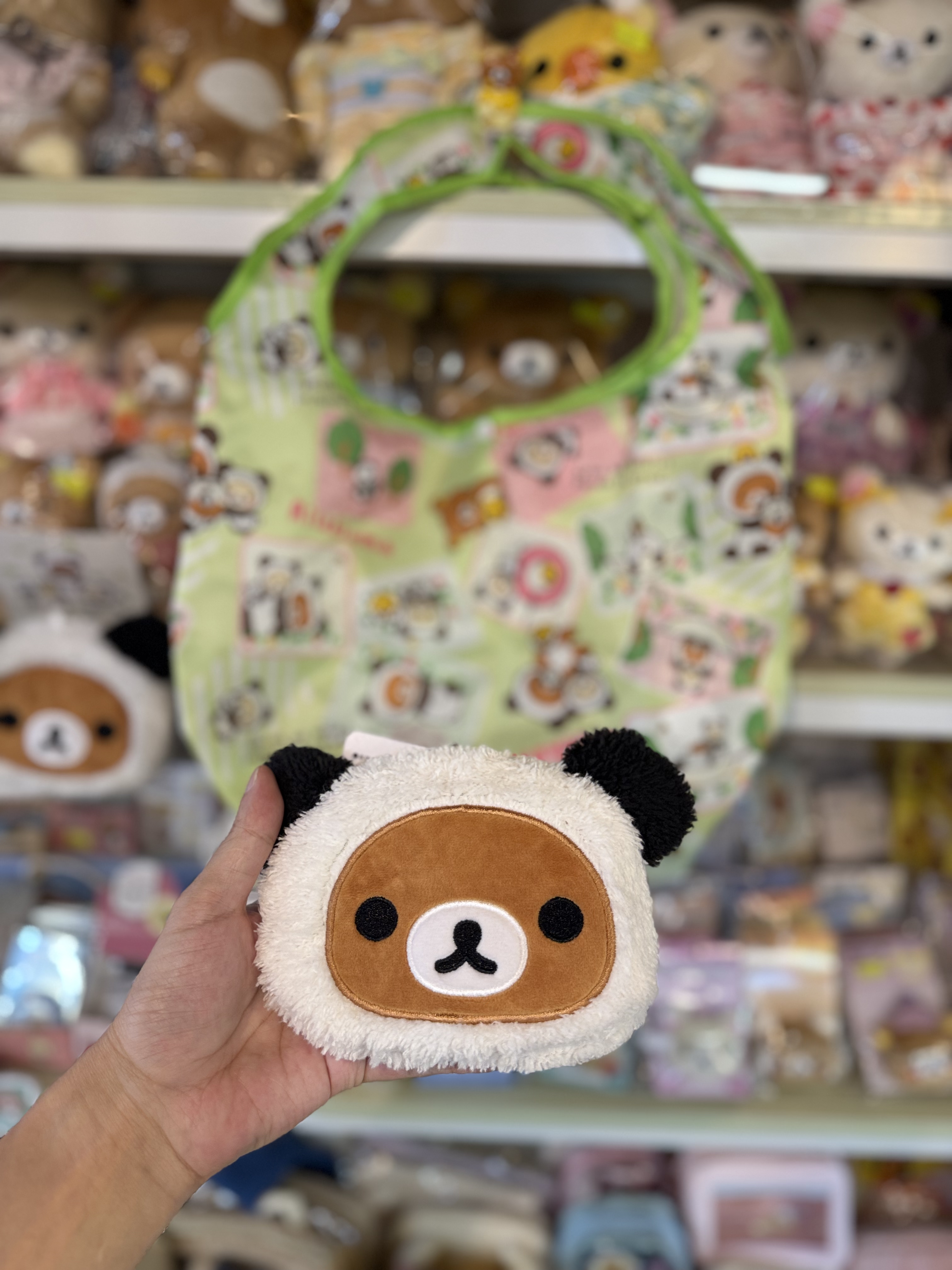 《現貨》全新日本限定Rilakkuma 熊貓造型公仔型環保袋連頭型環保收納袋