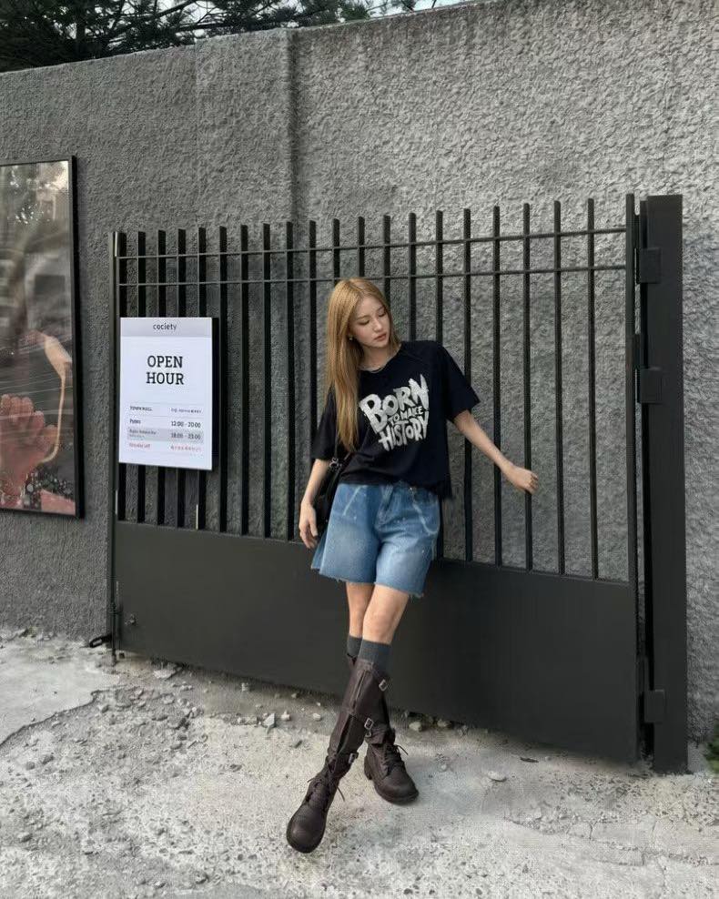 全棉短裝print tee