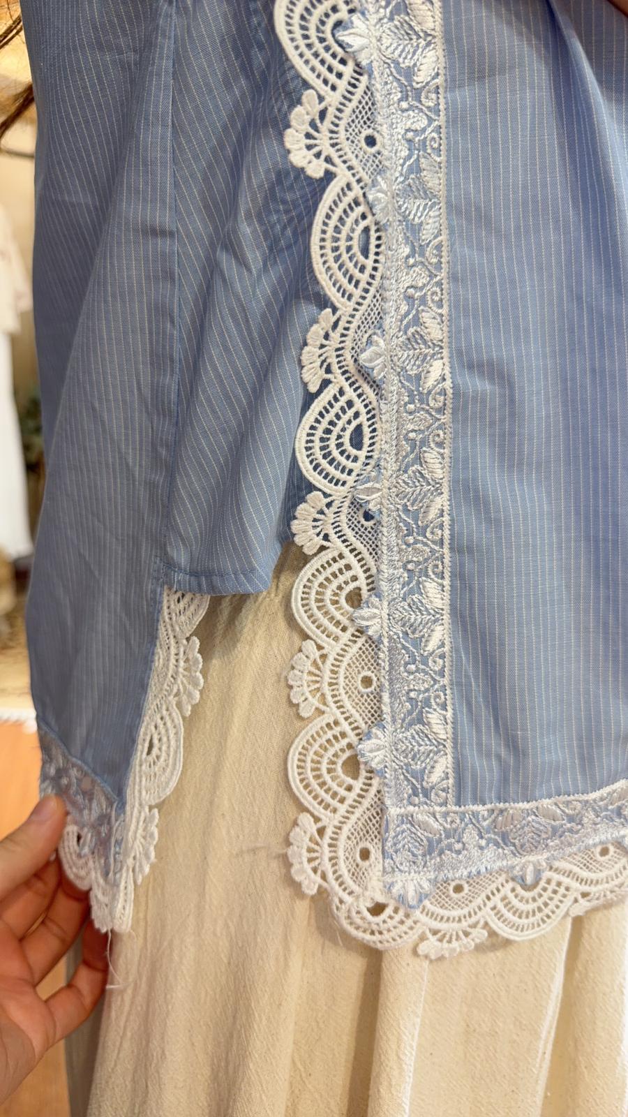 PKT 2632 Light Blue Side Lace Top 