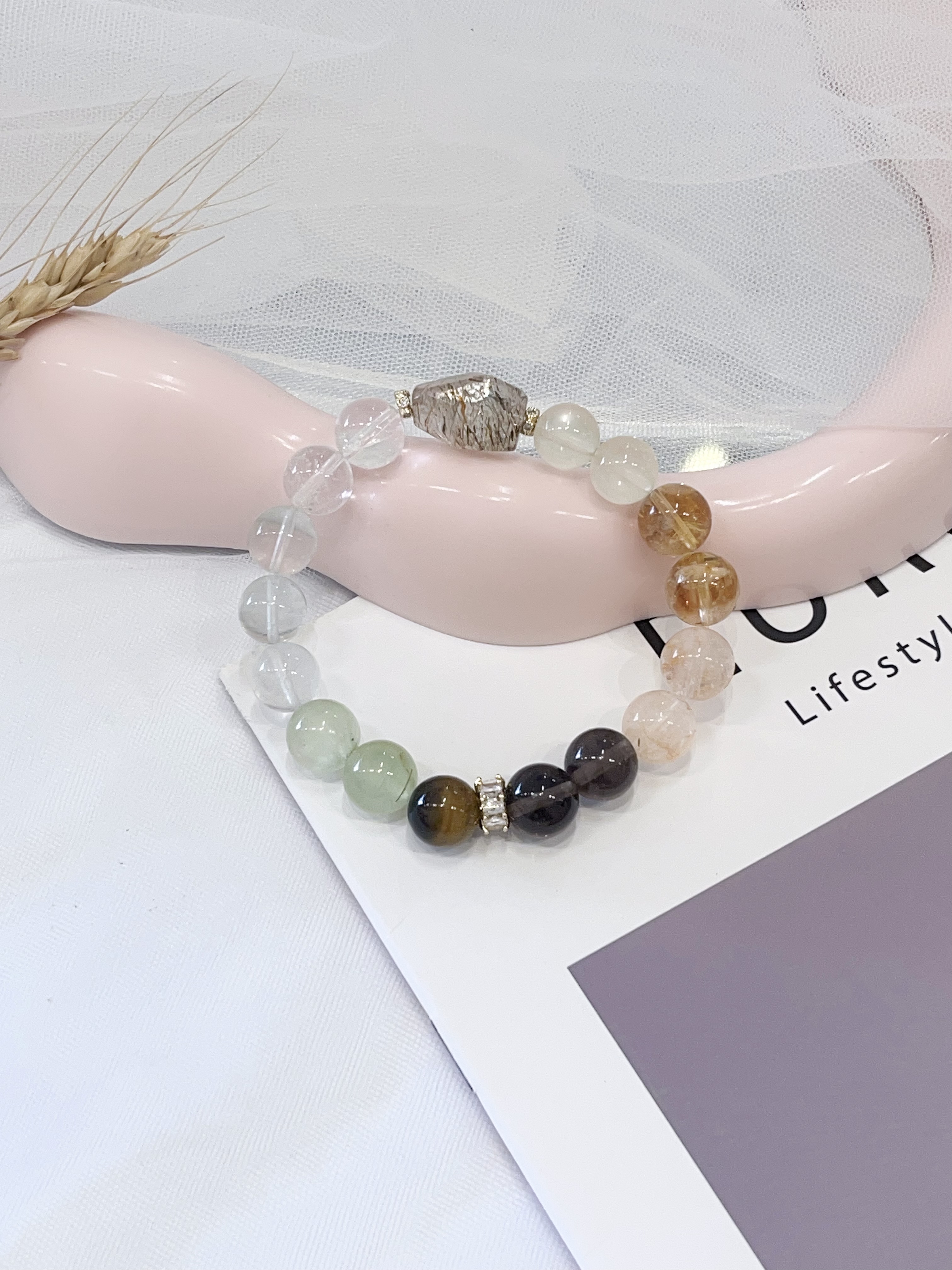 🌈 黑超水晶柱 × Multi Crystal Gradient Bracelet｜10mm
