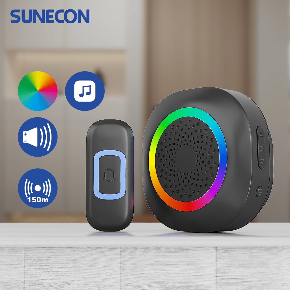 Sunecon LED彩光無線門鐘套裝 (插13A蘇款) LSNDP