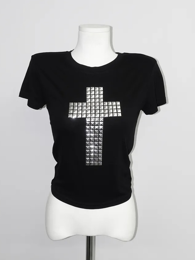 Square Cross Studded Top