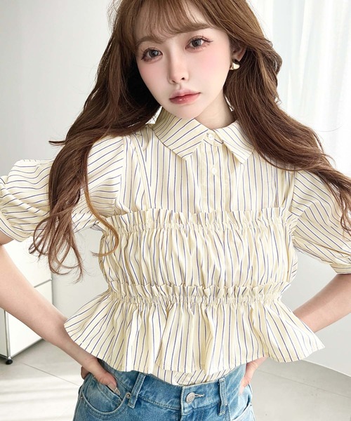 荷葉邊抹胸短袖襯衫上衣【JT036】