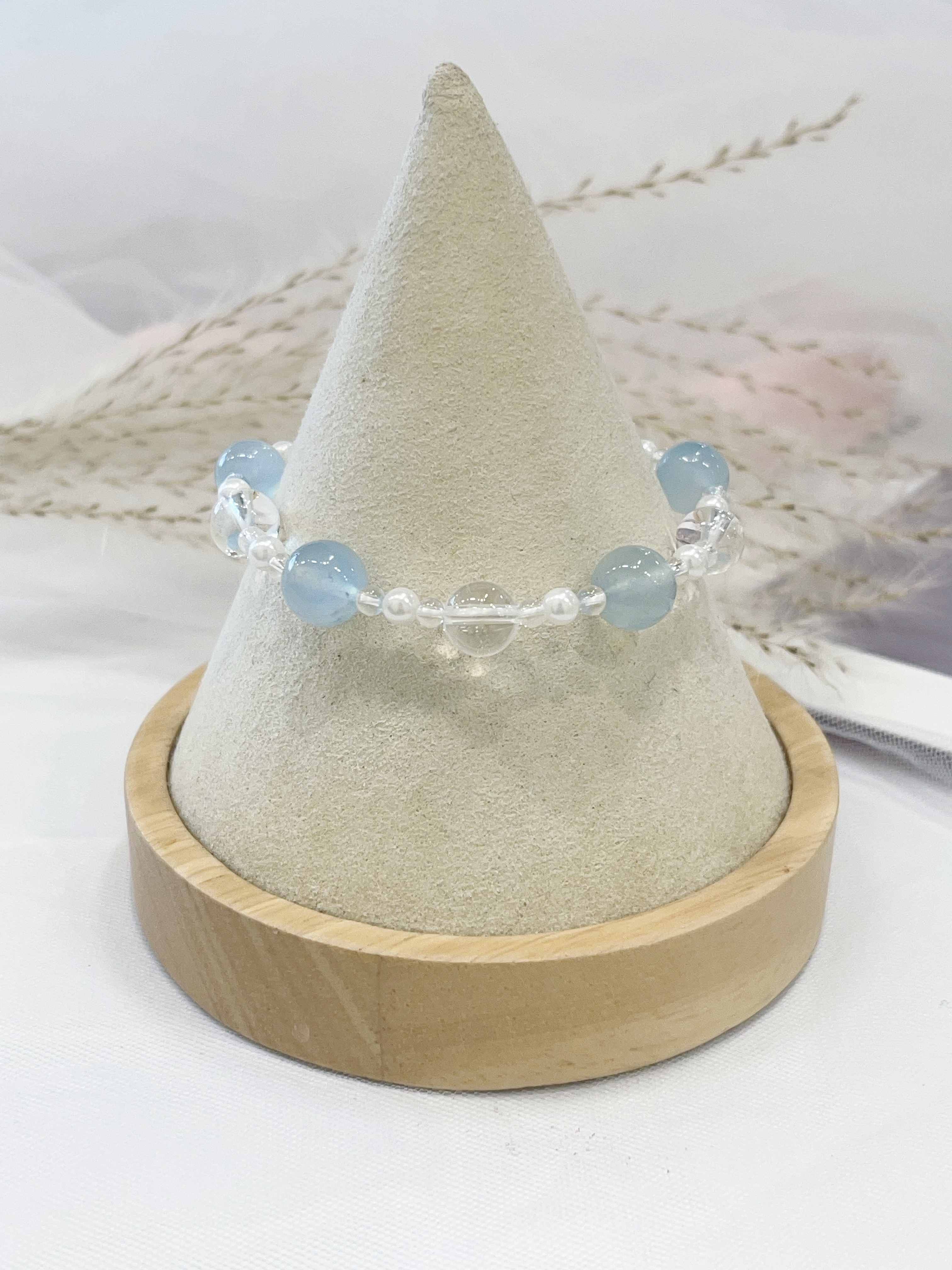 🌊 海蓝宝 × 白水晶 × 珍珠手串 Aquamarine & Clear Quartz & Pearl｜8mm~9mm