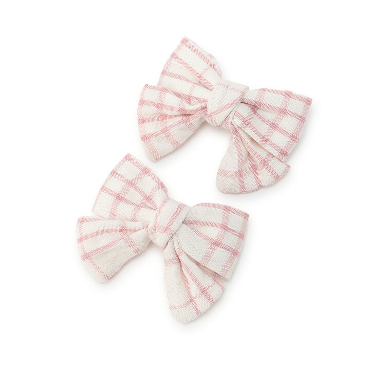 🇯🇵預訂 日本直送🇯🇵Petit Main兩色格紋蝴蝶結髮夾兩件套