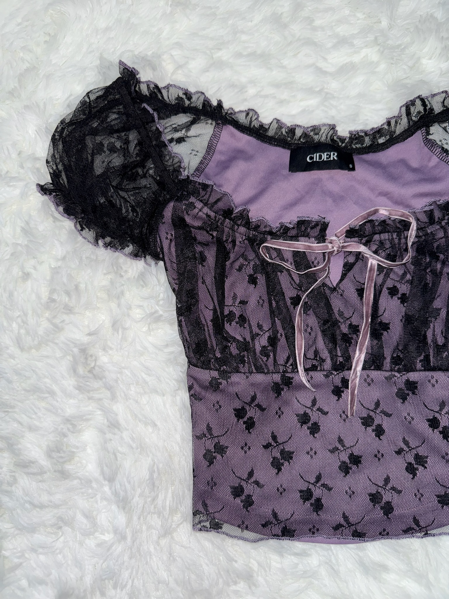 Violet Milkmaid Lace Ribbon Top 