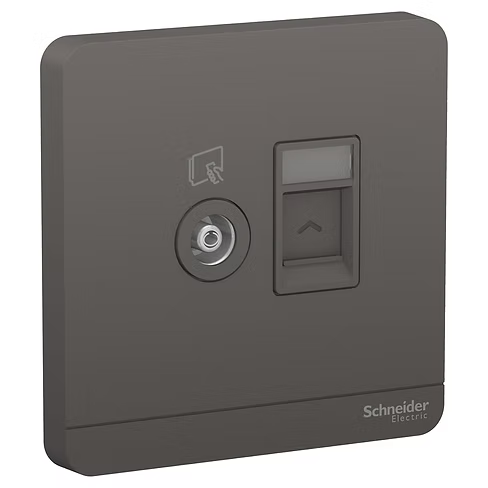 施耐德 AvatarOn 石墨灰 TV蘇+CAT5E數據插座