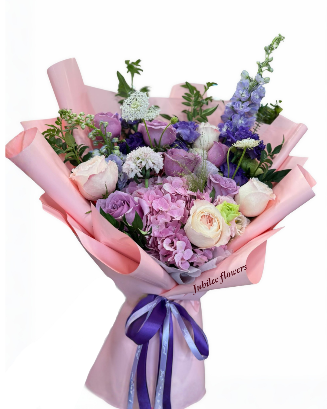粉紫色繡球 玫瑰 花束