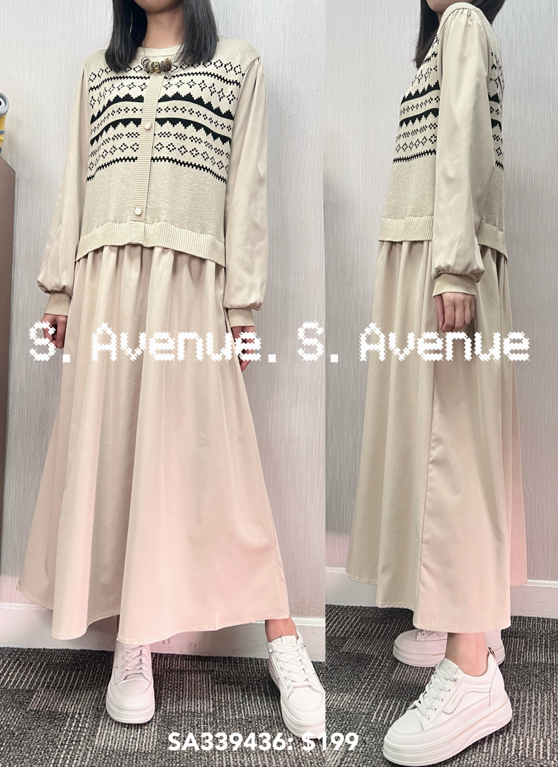 SA339436: 長袖圖案假鈕op