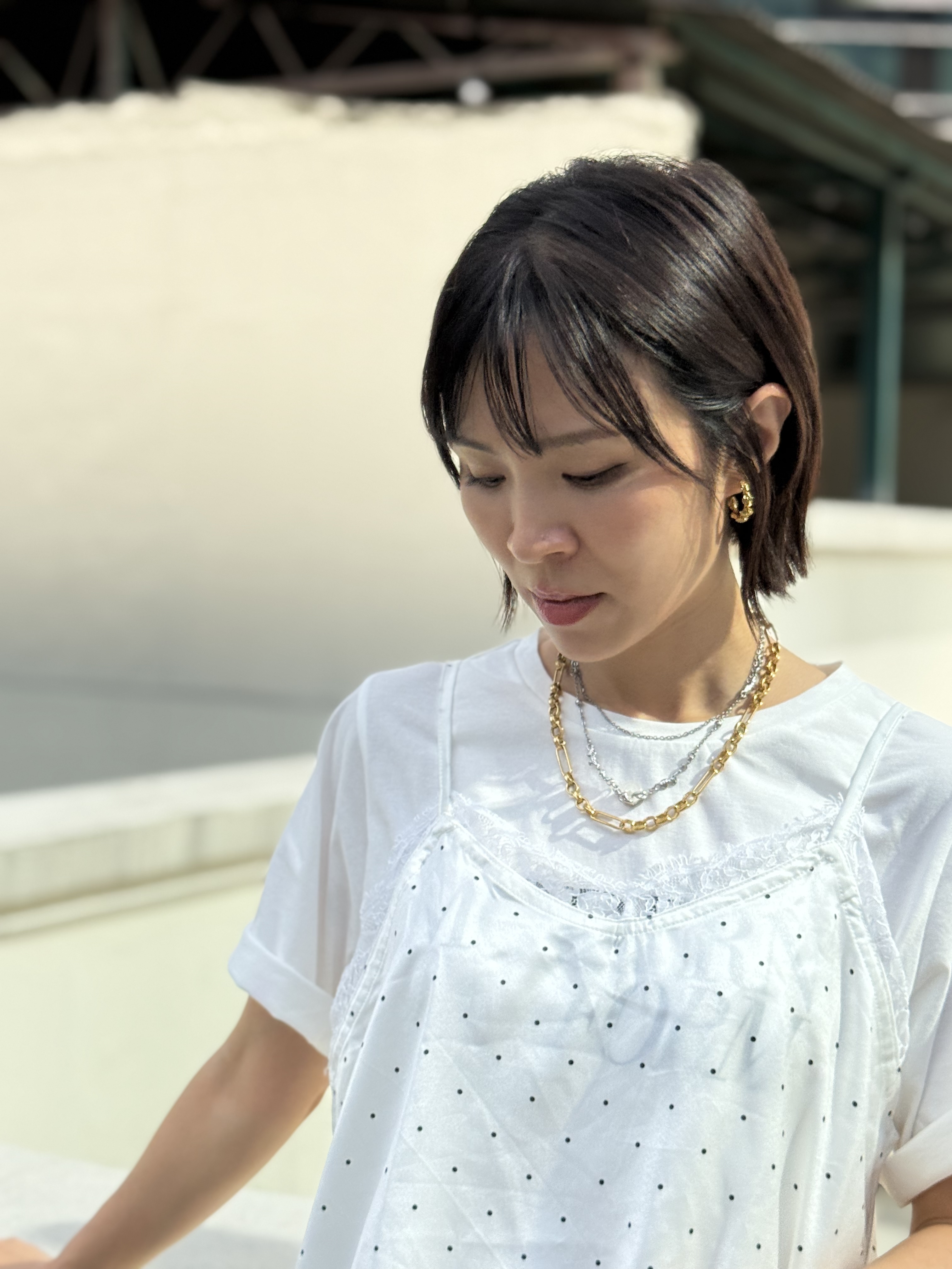 Gold link & loop stainless necklace