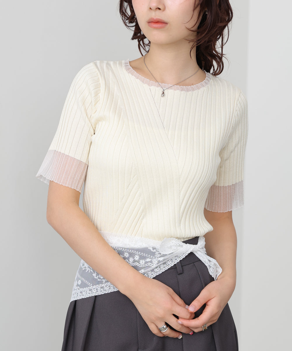 <JP> 透明袖薄紗針織 * 5色入 <預購>